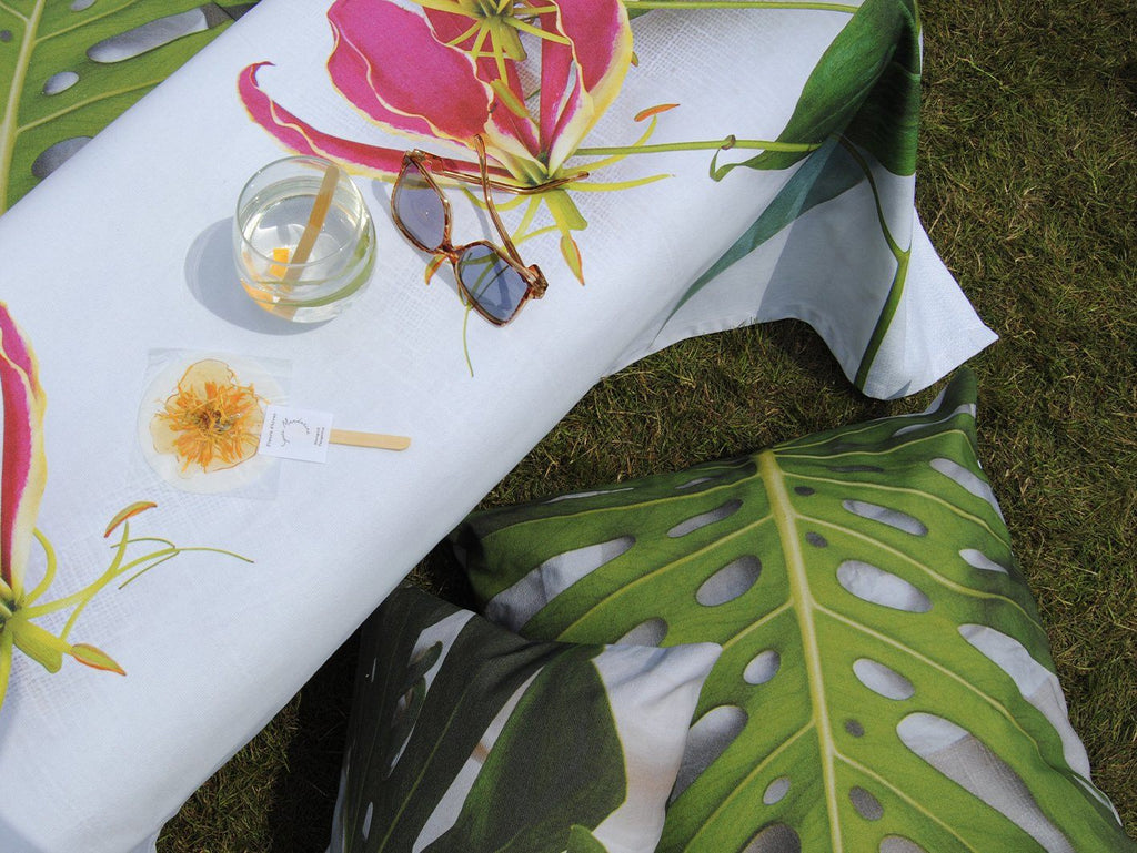 Cloudy Monstera - outdoor cushion Pillow Days of Tumult 