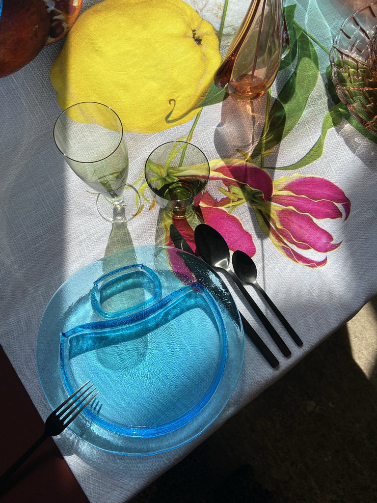 Dinner for two - set of 2 plates - ocean blue heavy glass Homeware Days of Tumult 