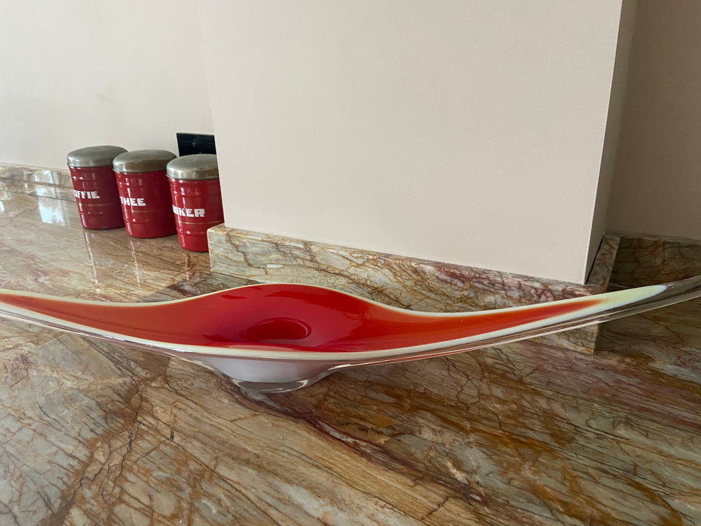 Fire bowl XXL - white red transparant glass Homeware Days of Tumult 