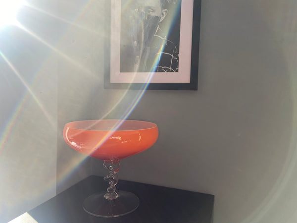Glass bowl on foot - orange fire Homeware Days of Tumult 