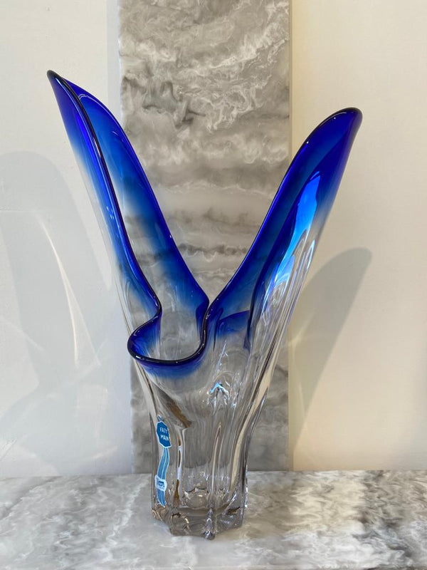 Glass centrepiece vase - blue 'Doyen' Homeware Days of Tumult 