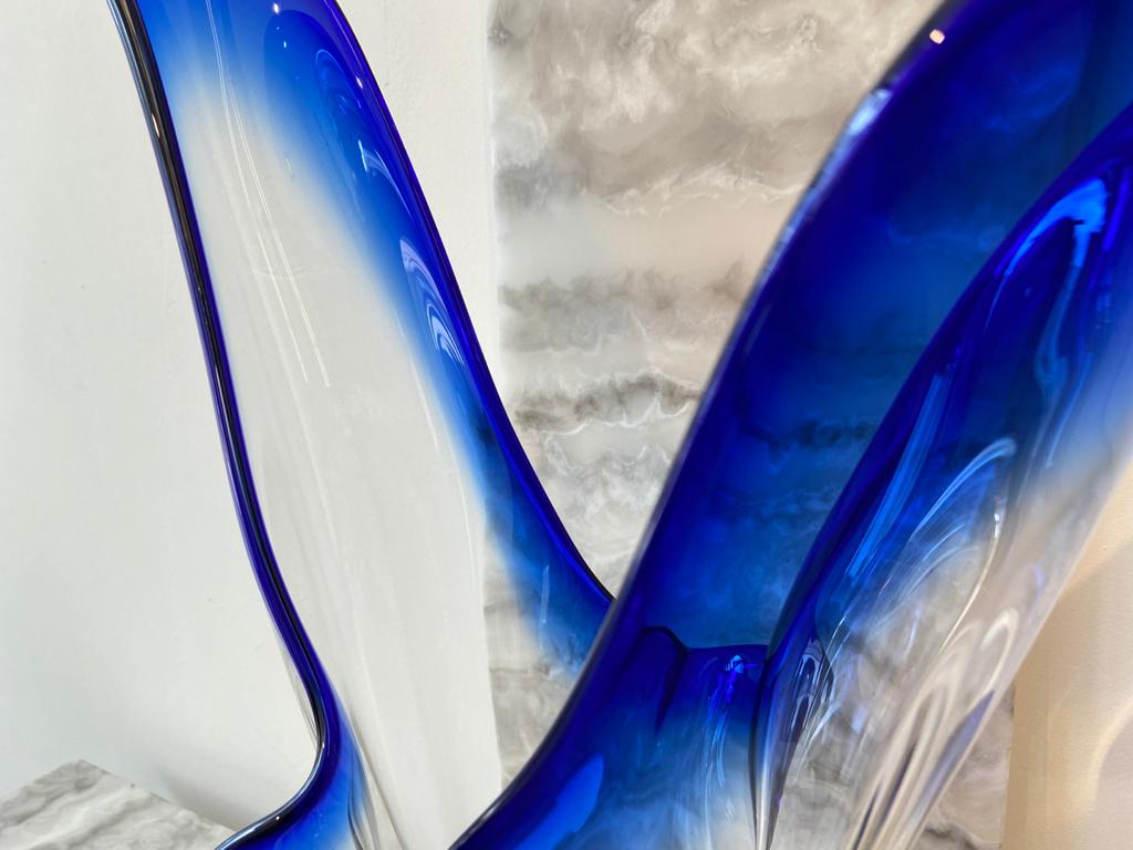 Glass centrepiece vase - blue 'Doyen' Homeware Days of Tumult 