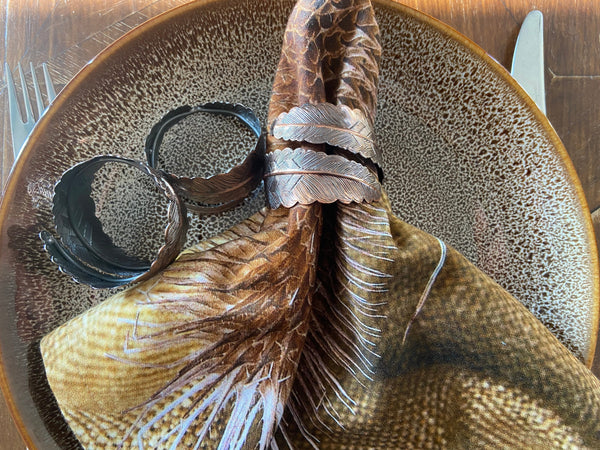 Napkin rings copper feathers - set of 6 Homeware Days of Tumult 