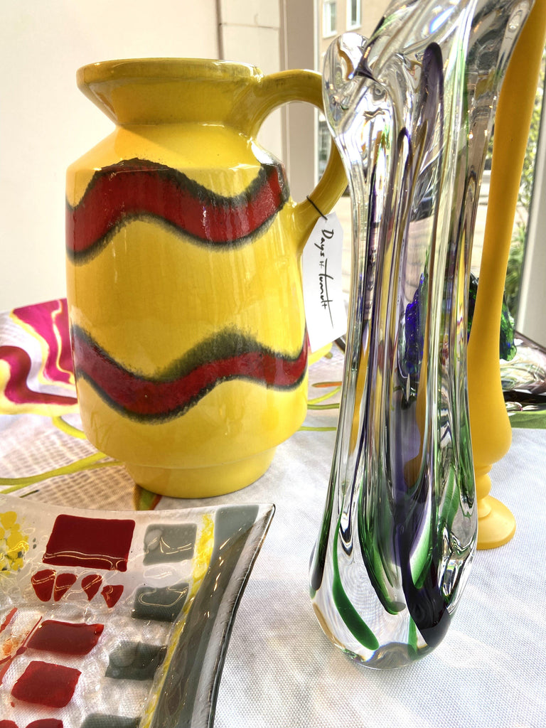 West Germany Vase - intense yellow red swirls Homeware Days of Tumult 